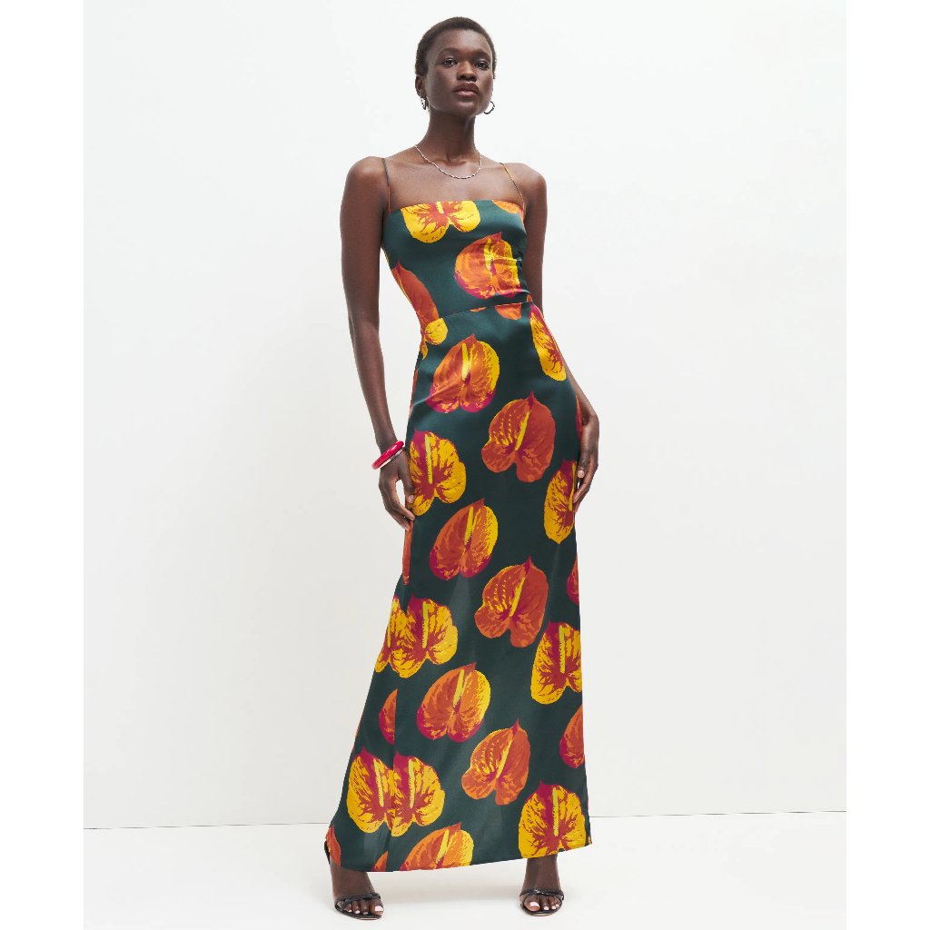 Nwt Reformation Frankie Silk Maxi Dress Daiquiri Sz 2